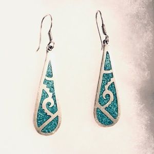Beautiful Silver Dangle Tribal Native Turquoise